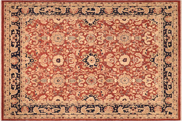 handmade Traditional Kafkaz Rust Blue Hand Knotted RECTANGLE 100% WOOL area rug 8 x 10